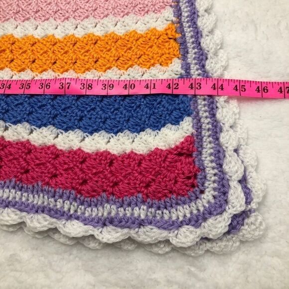 🚨 🆕 Handmade Afghan Crocheted Multicolored Stripes - Picture 7 of 8